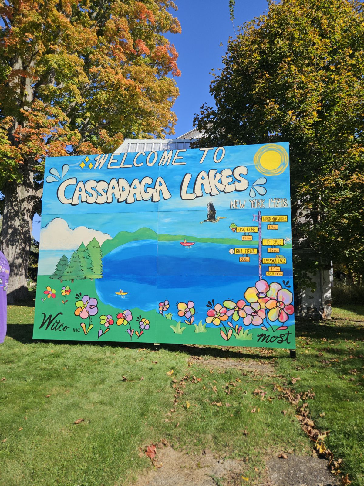 Welcome to Cassadaga Lakes mural by Molly Strong